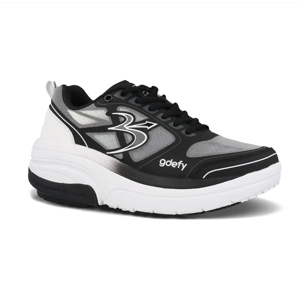 New G-Defy Black and White Sneakers with Cushioned Midsole and Mesh Upper